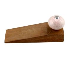 2 Pieces Cream Pink Crackle Crackle Wooden Door Stopper